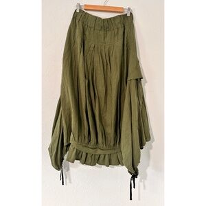 Tallerdevestuario of Colombia Green Adjustable Cotton Maxi Skirt, Lg